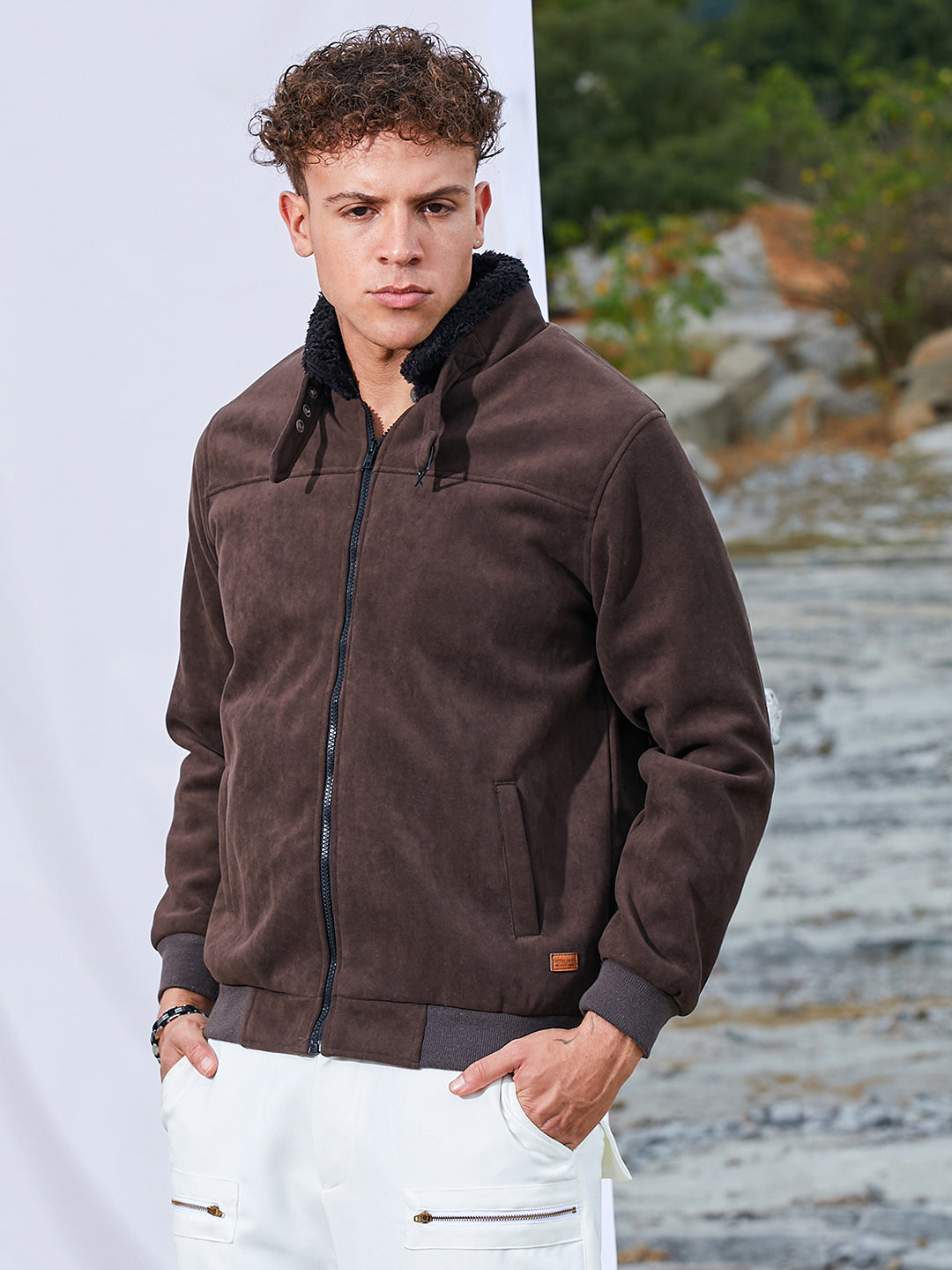 Zip-Front Jacket With Fleece Detail