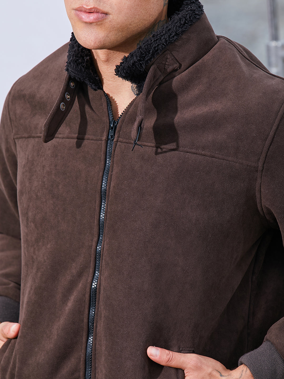 Zip-Front Jacket With Fleece Detail