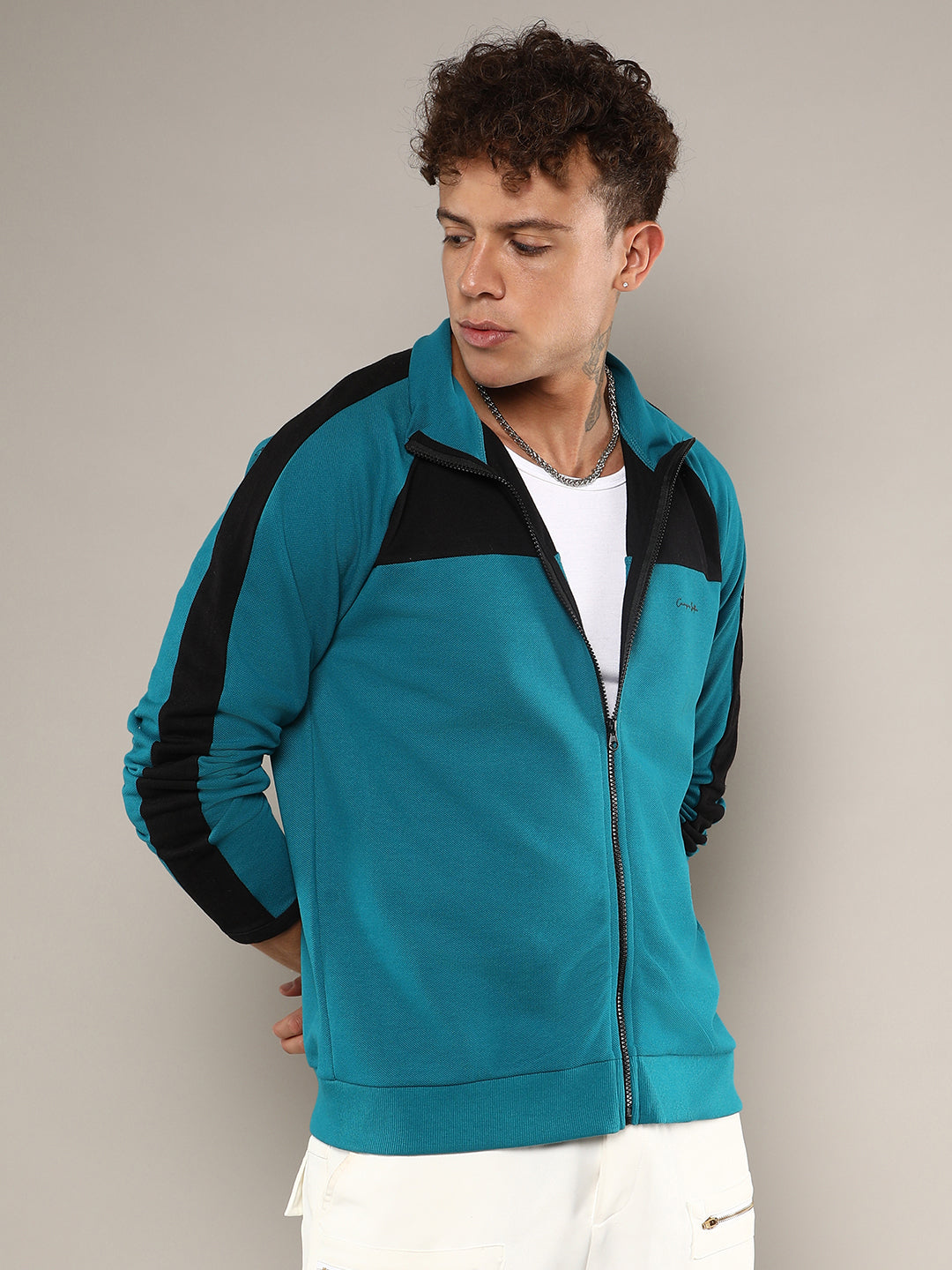 Zip-Front Jacket With Contrast Detail