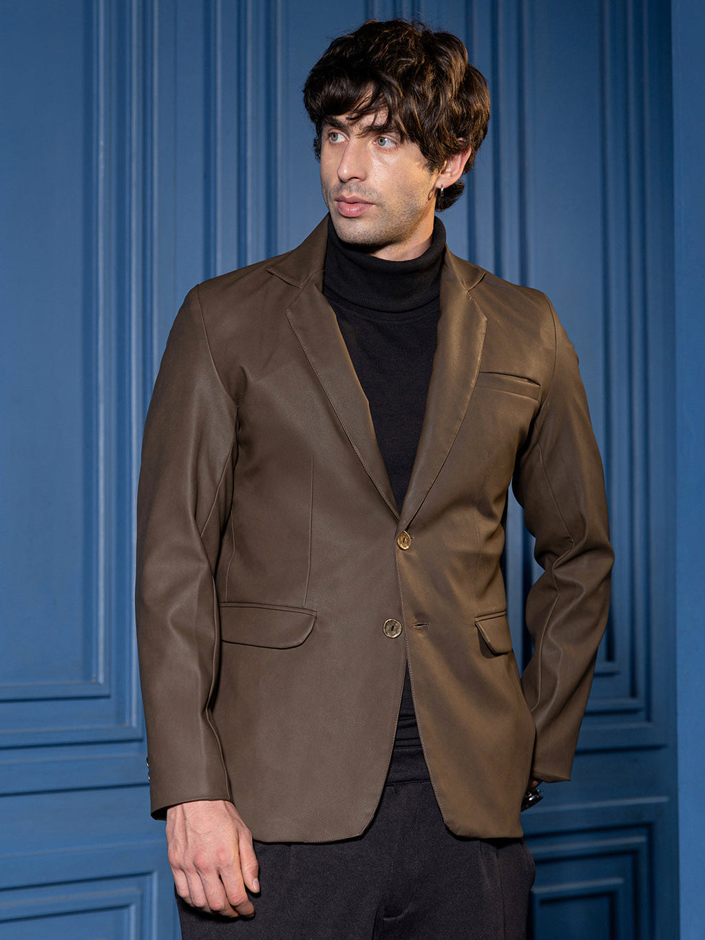 Tailored-Leather Blazer