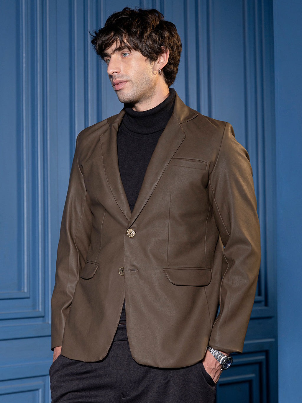 Tailored-Leather Blazer