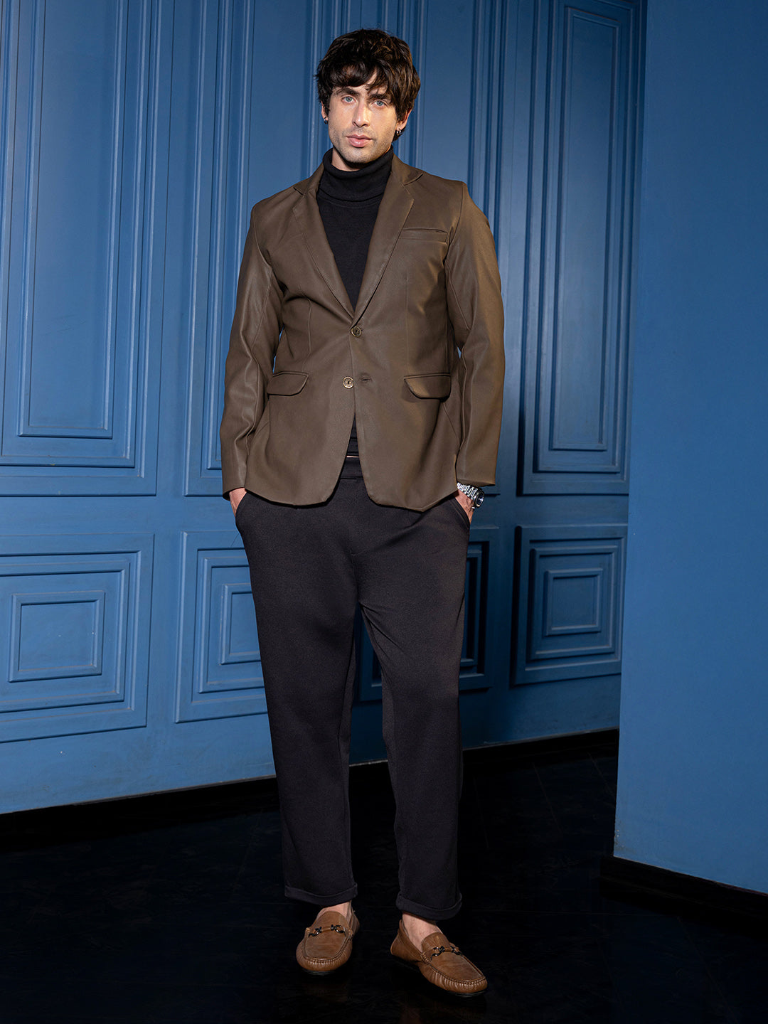 Tailored-Leather Blazer