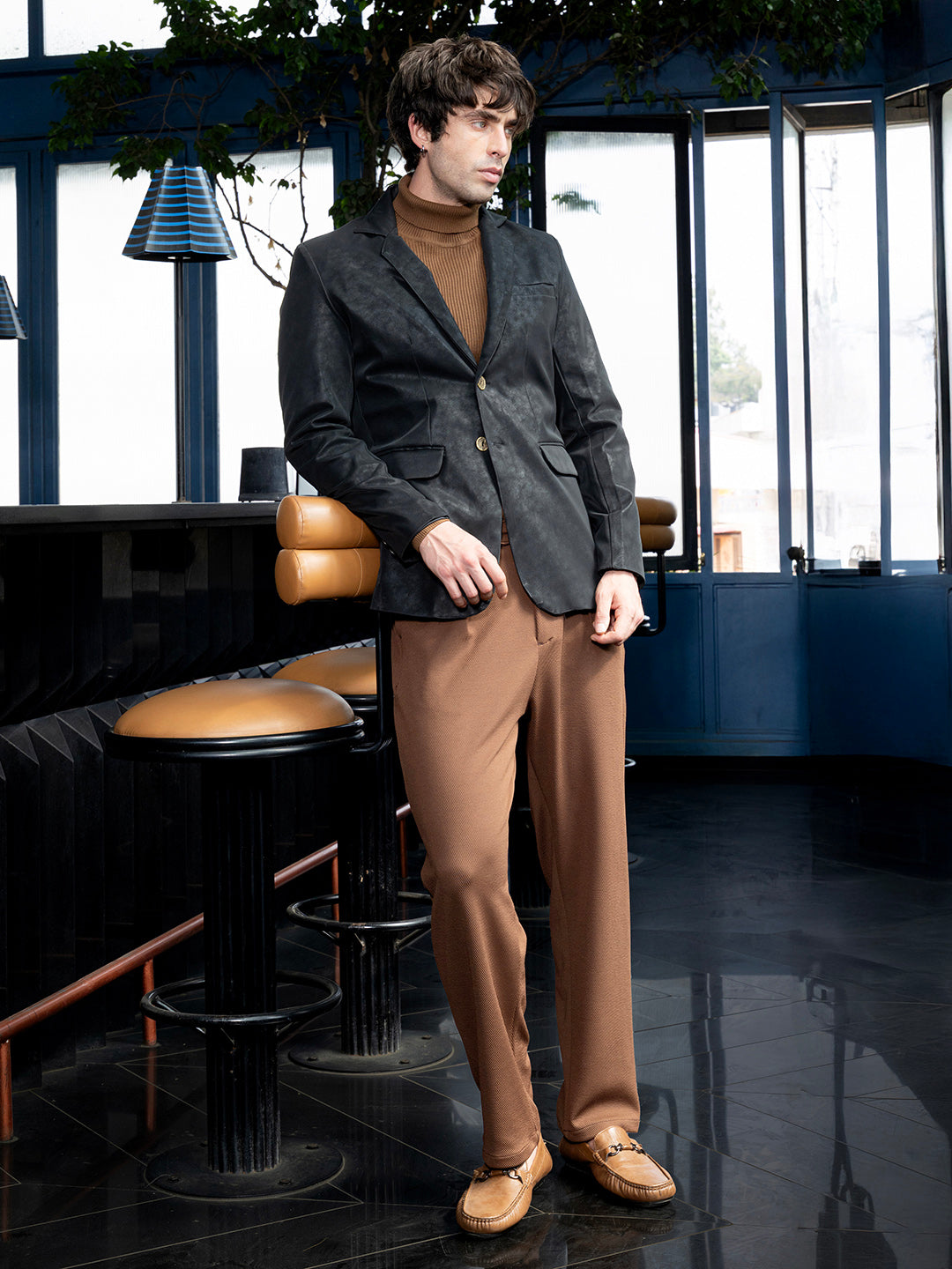 Tailored-Leather Blazer