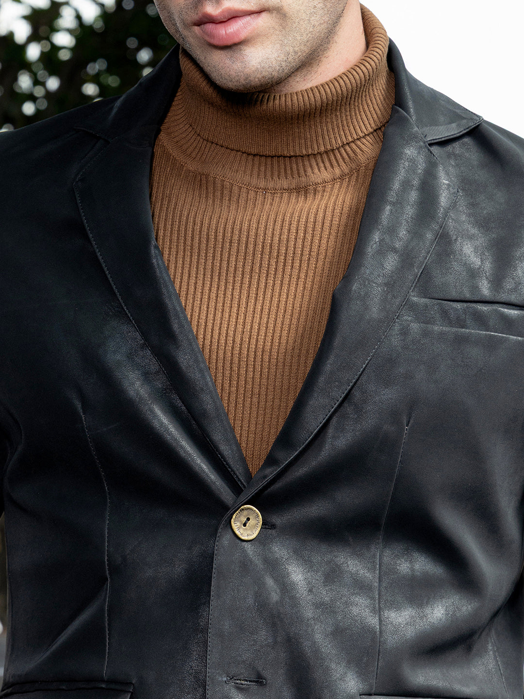 Tailored-Leather Blazer