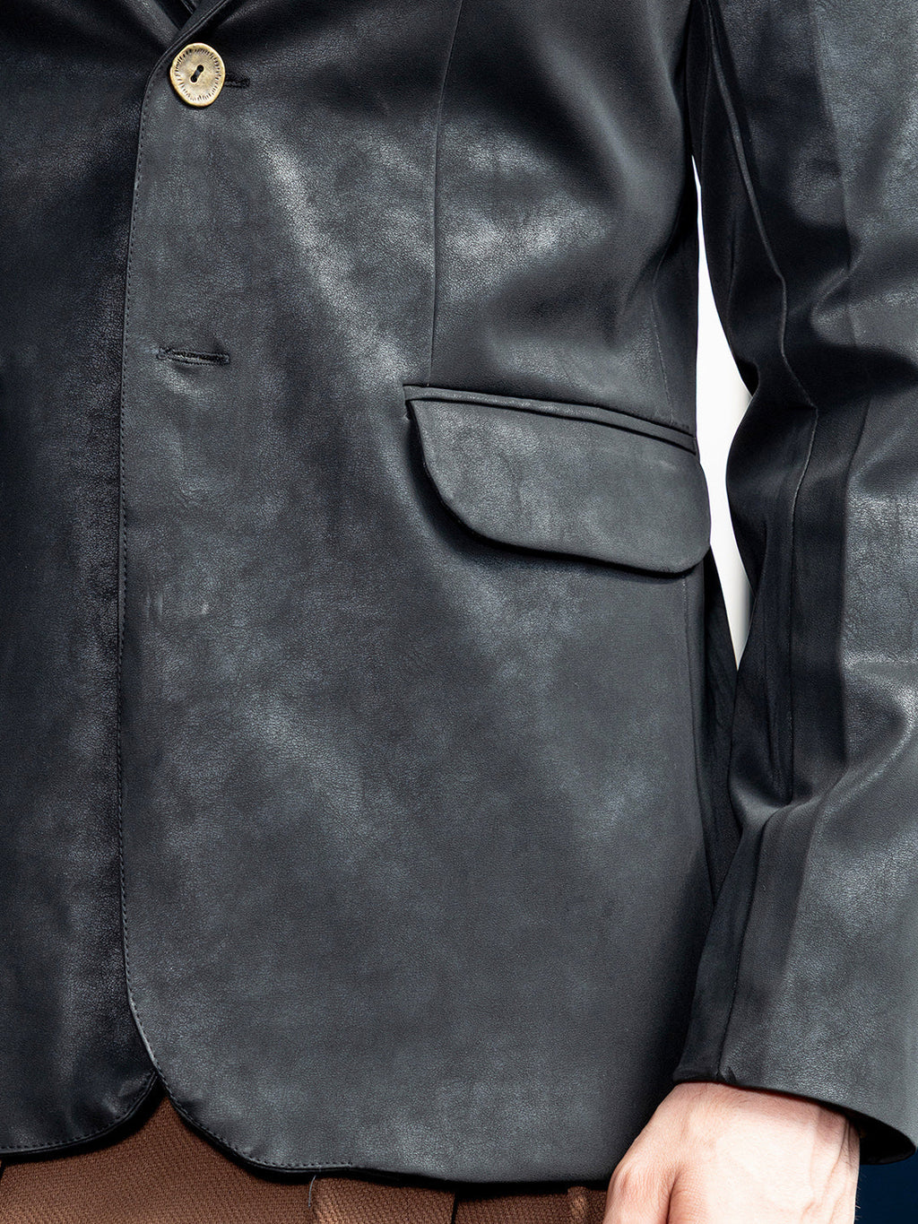 Tailored-Leather Blazer