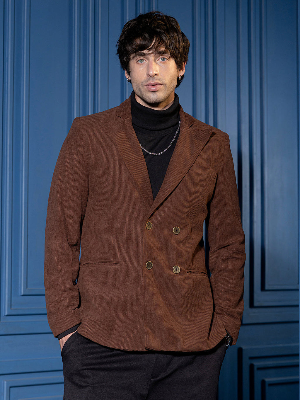 Double-Breasted Corduroy Blazer