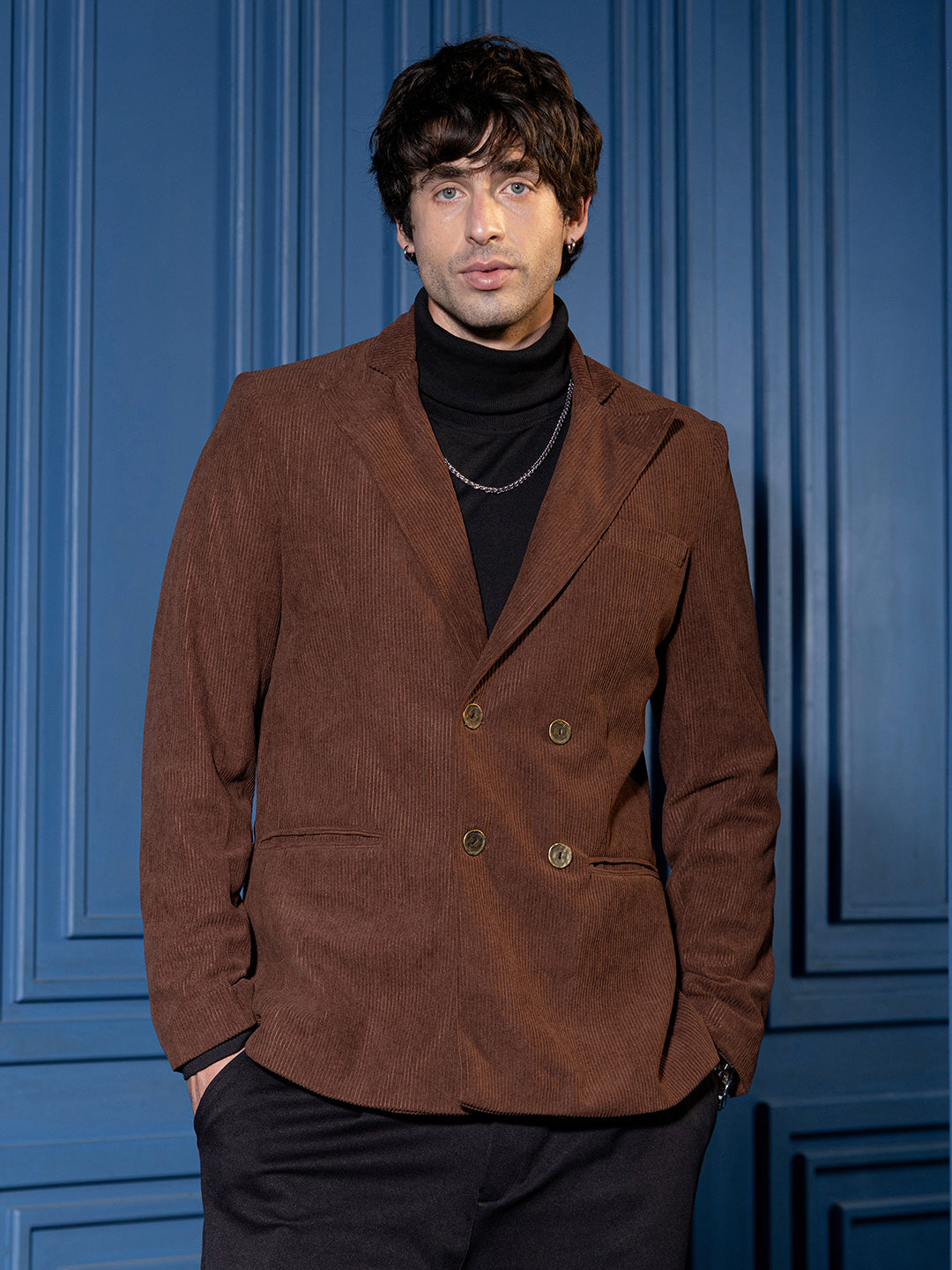 Double-Breasted Corduroy Blazer