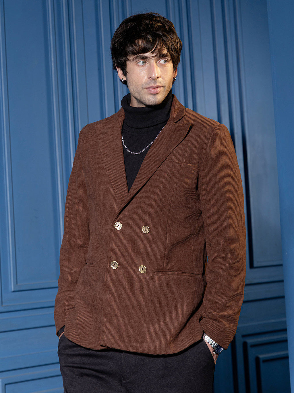 Double-Breasted Corduroy Blazer