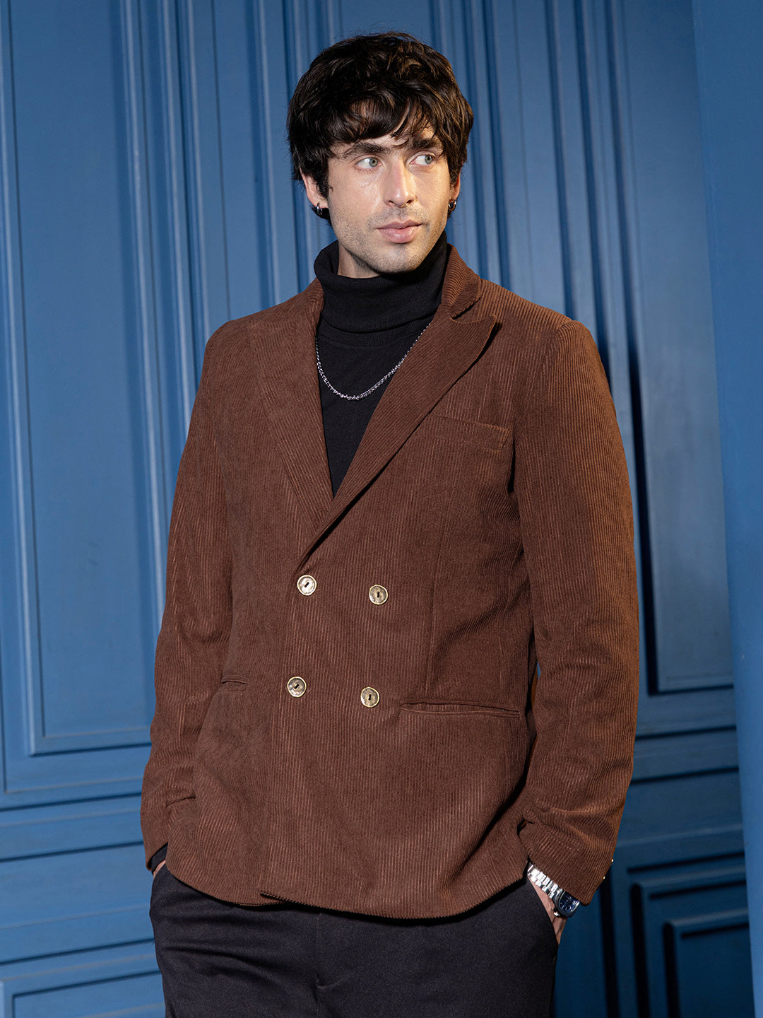 Double-Breasted Corduroy Blazer