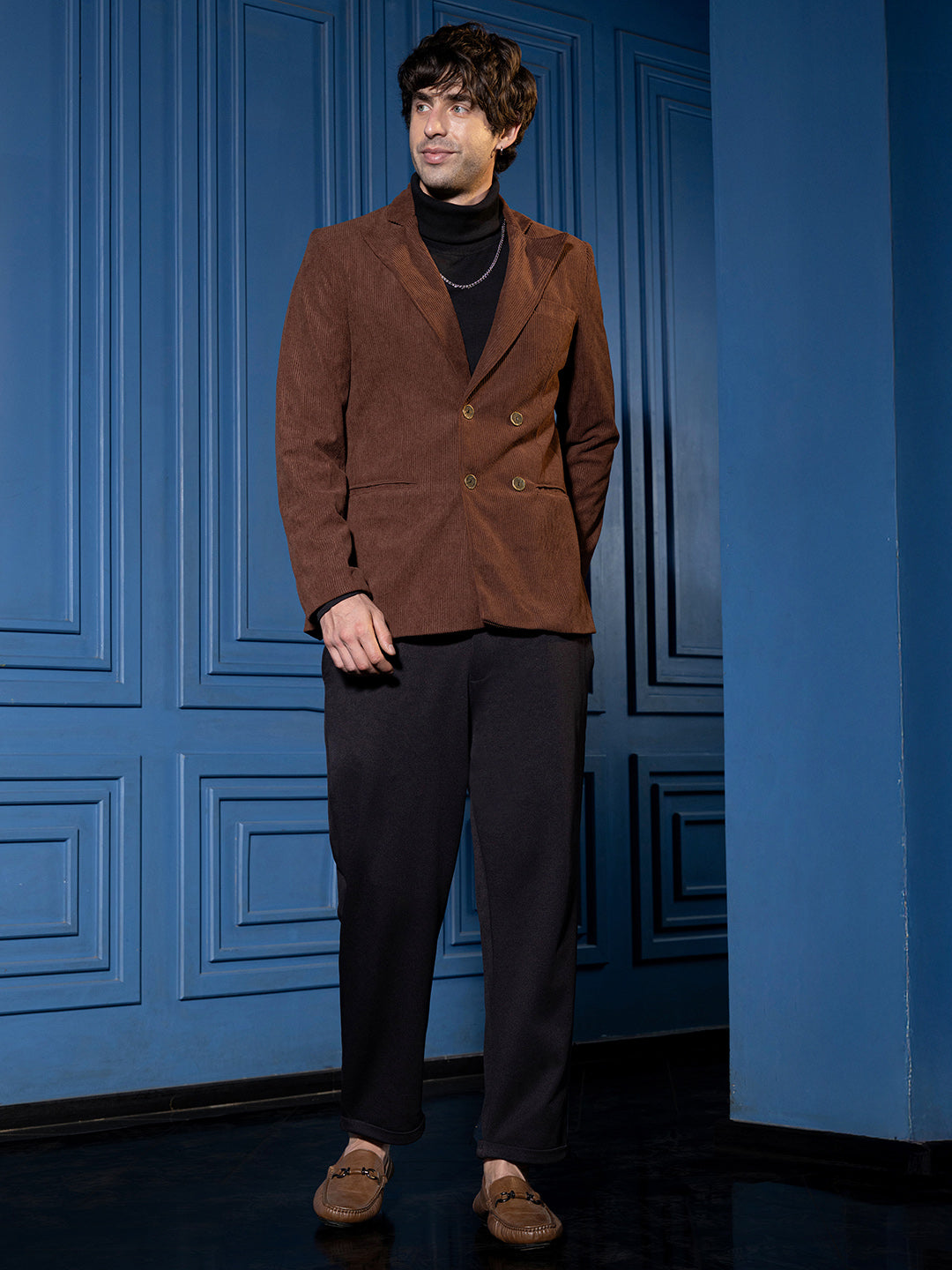 Double-Breasted Corduroy Blazer