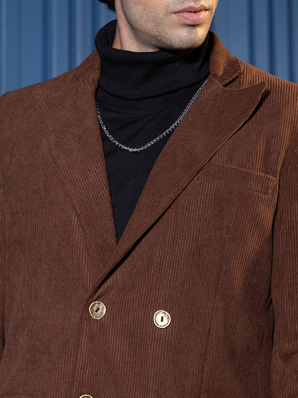 Double-Breasted Corduroy Blazer