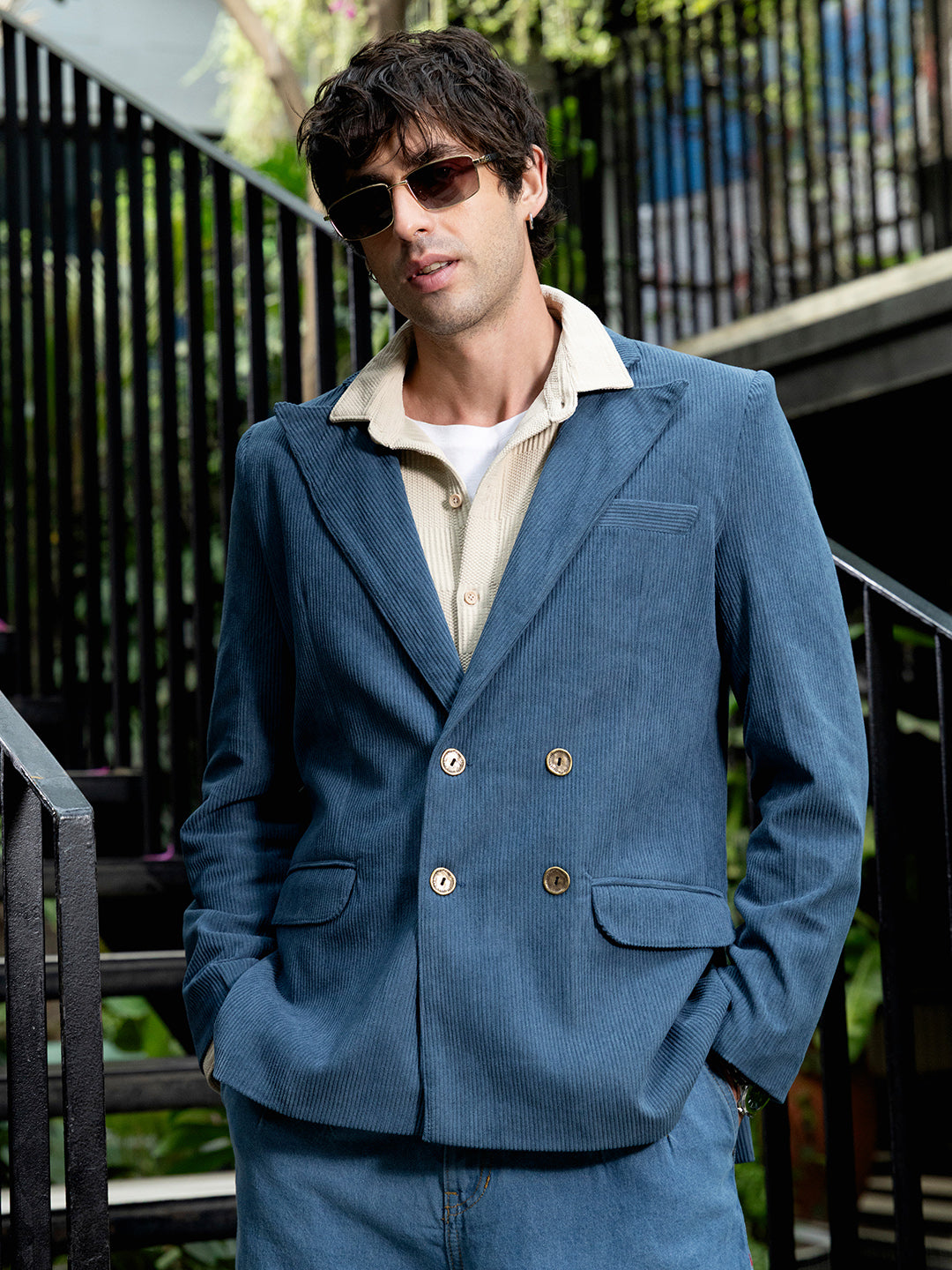 Double-Breasted Corduroy Blazer