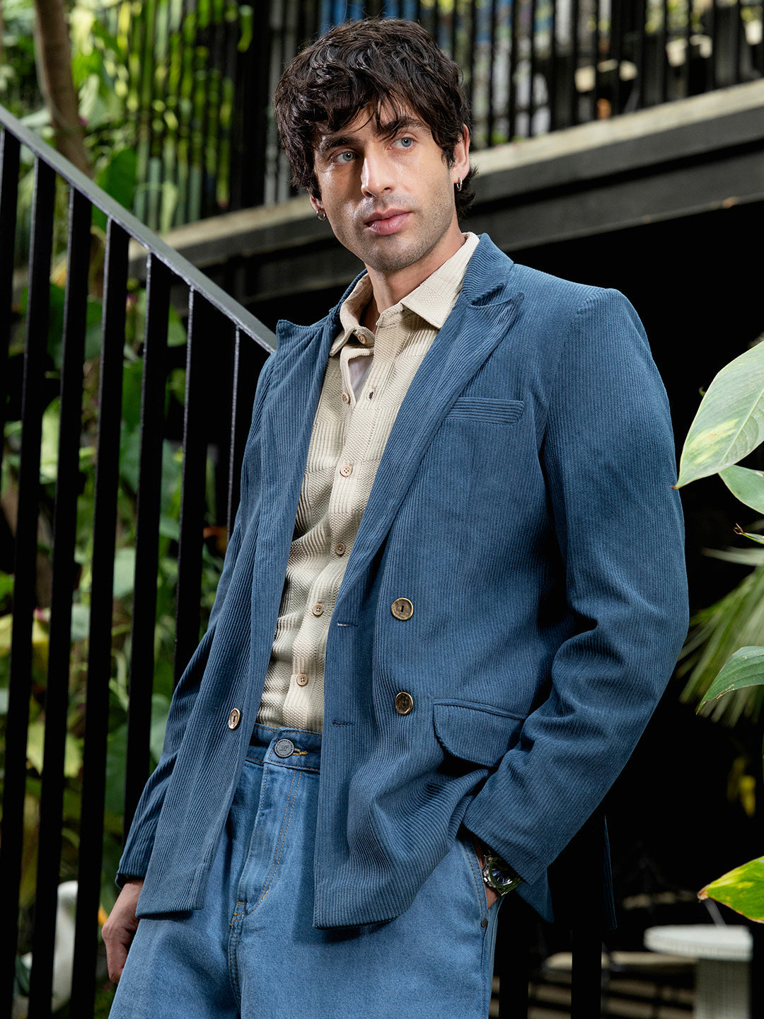 Double-Breasted Corduroy Blazer