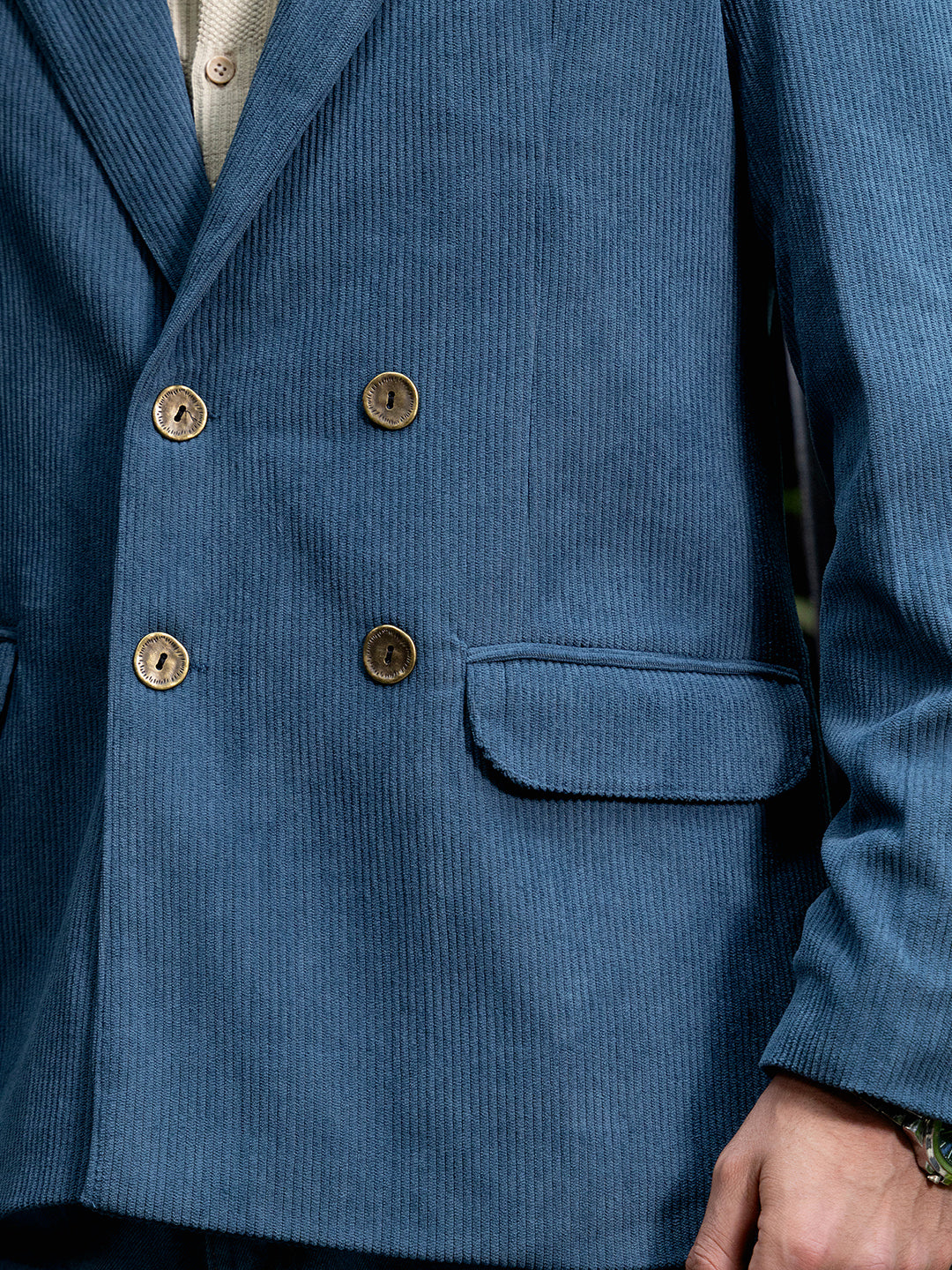 Double-Breasted Corduroy Blazer