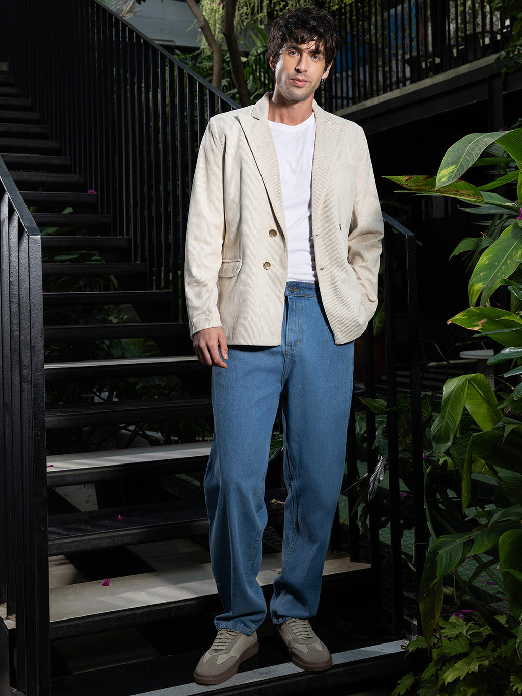 Double-Breasted Corduroy Blazer