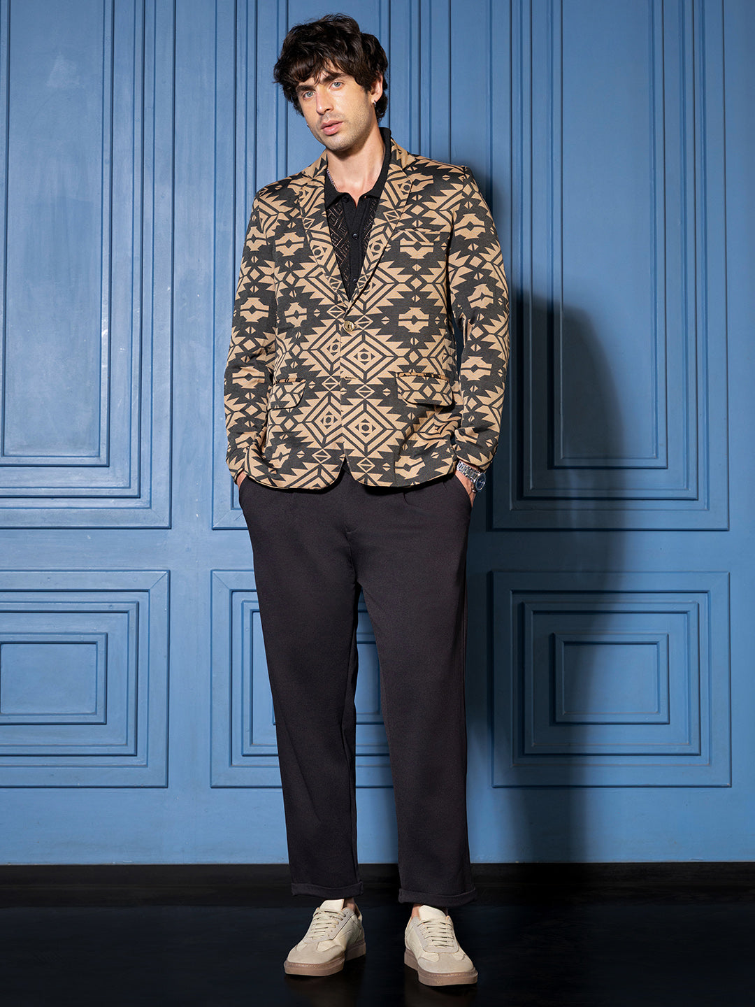 Tailored Aztec-Block Jacquard Blazer
