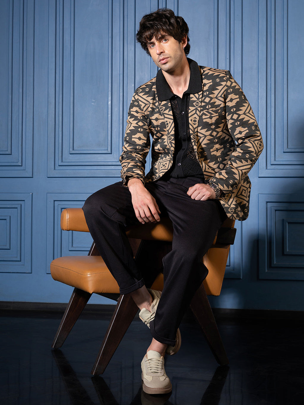 Tailored Aztec-Block Jacquard Blazer