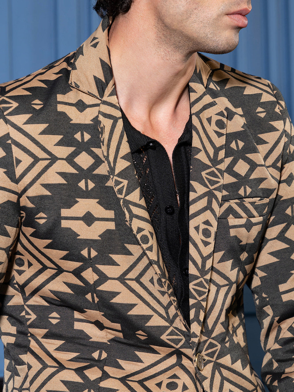 Tailored Aztec-Block Jacquard Blazer