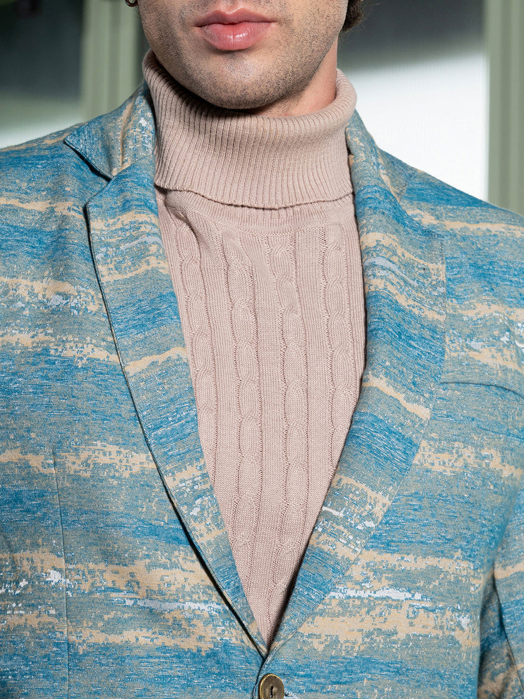 Tailored Gradient-Strokes Jacquard Blazer