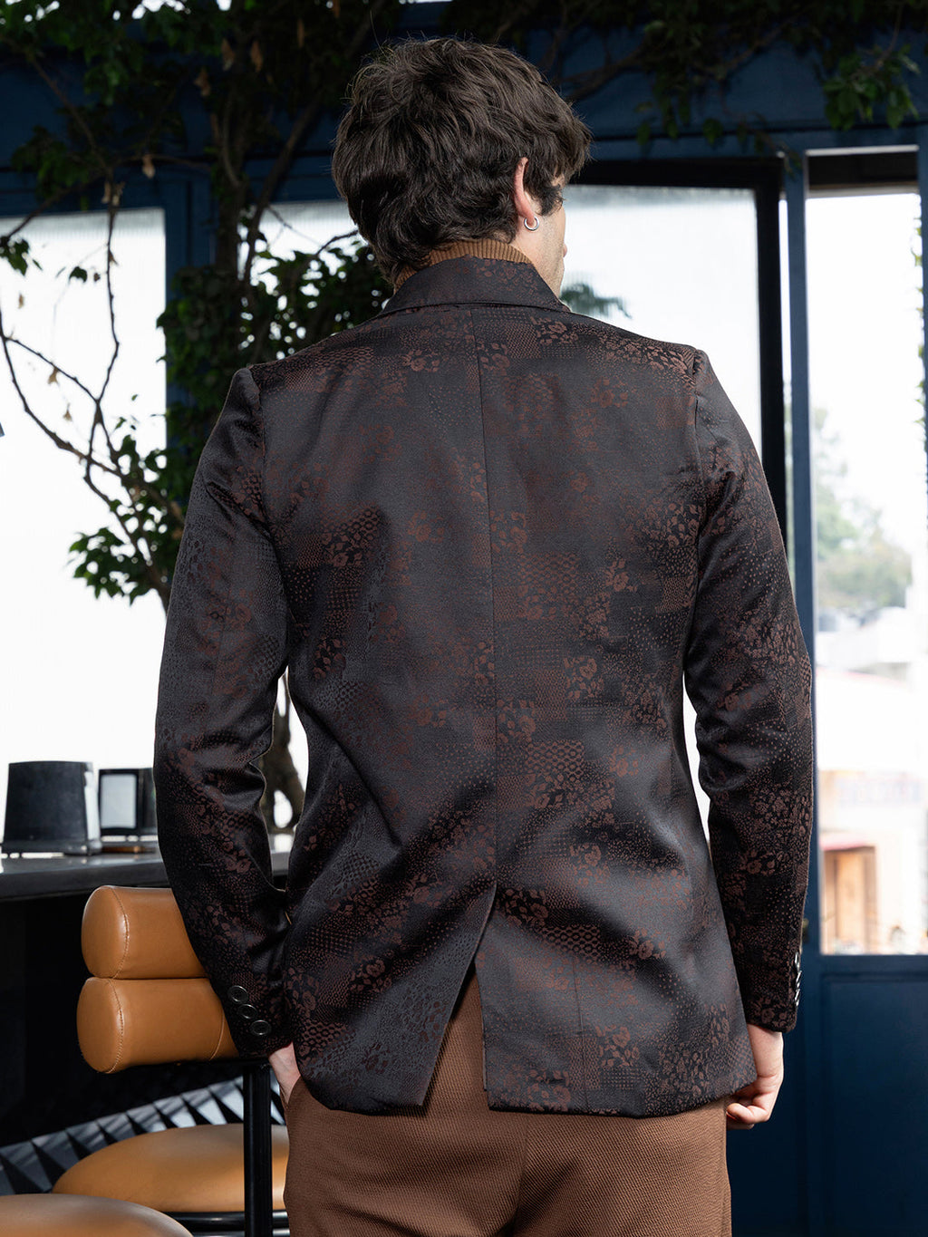 Tailored Flora-Block Jacquard Blazer