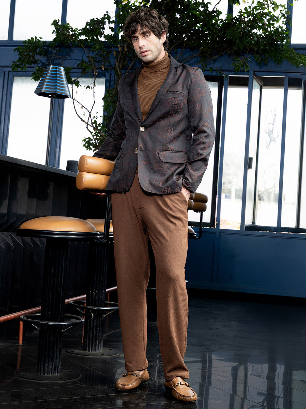 Tailored Flora-Block Jacquard Blazer