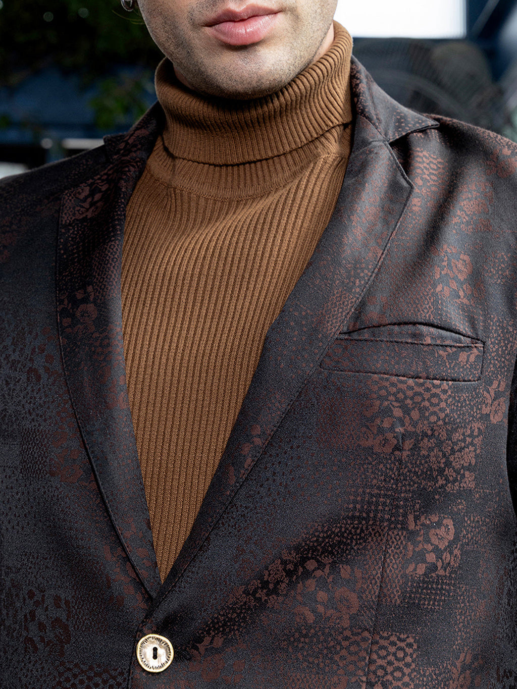 Tailored Flora-Block Jacquard Blazer