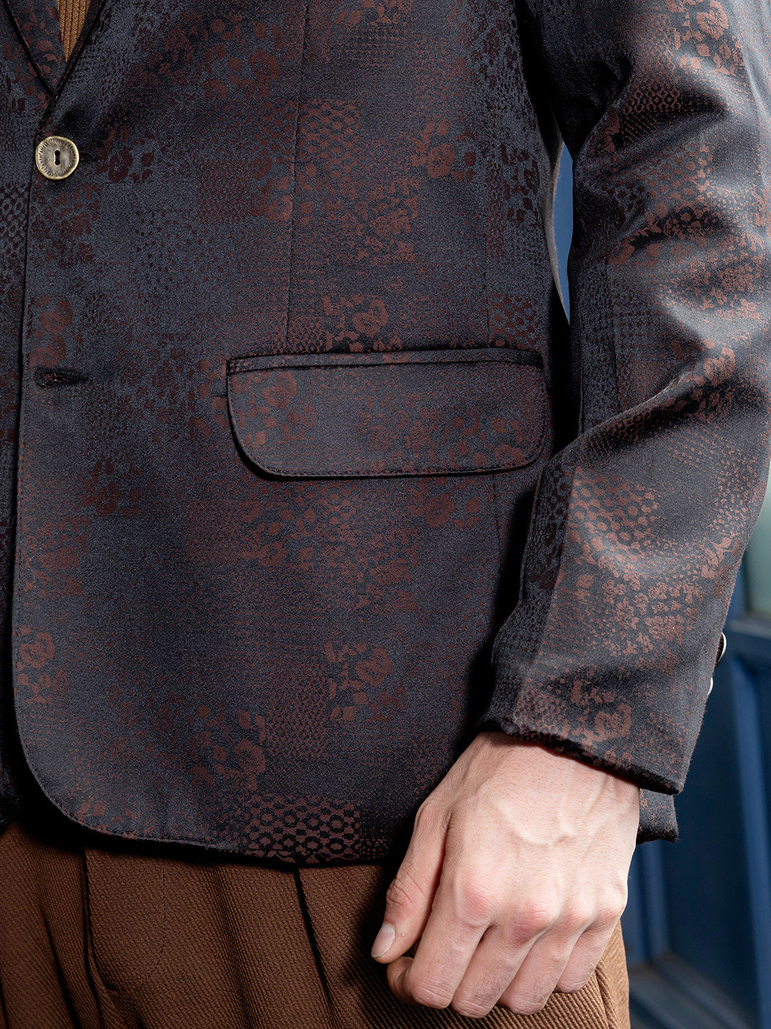 Tailored Flora-Block Jacquard Blazer