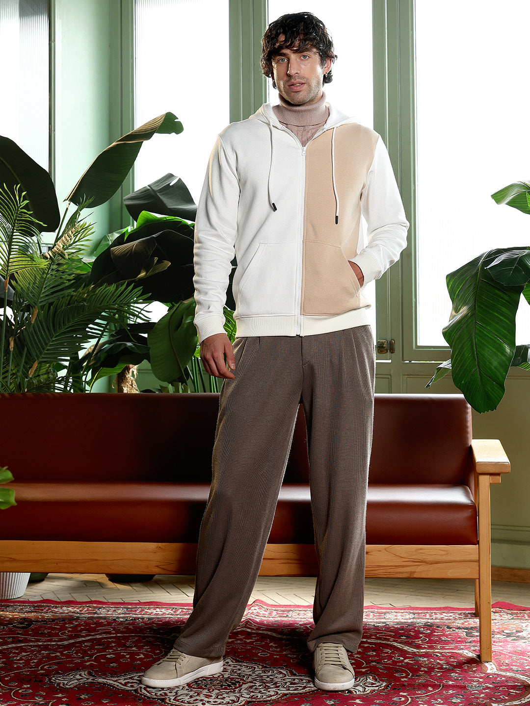 Duo-Tone Zip-Front Hoodie