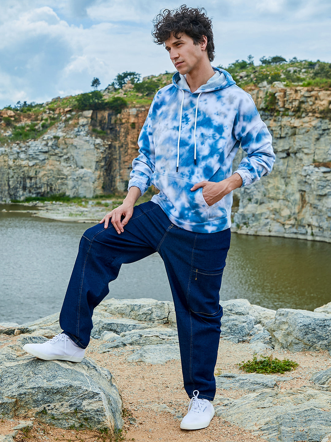 Tie-Dye Oversized Hoodie With Kangaroo Pocket