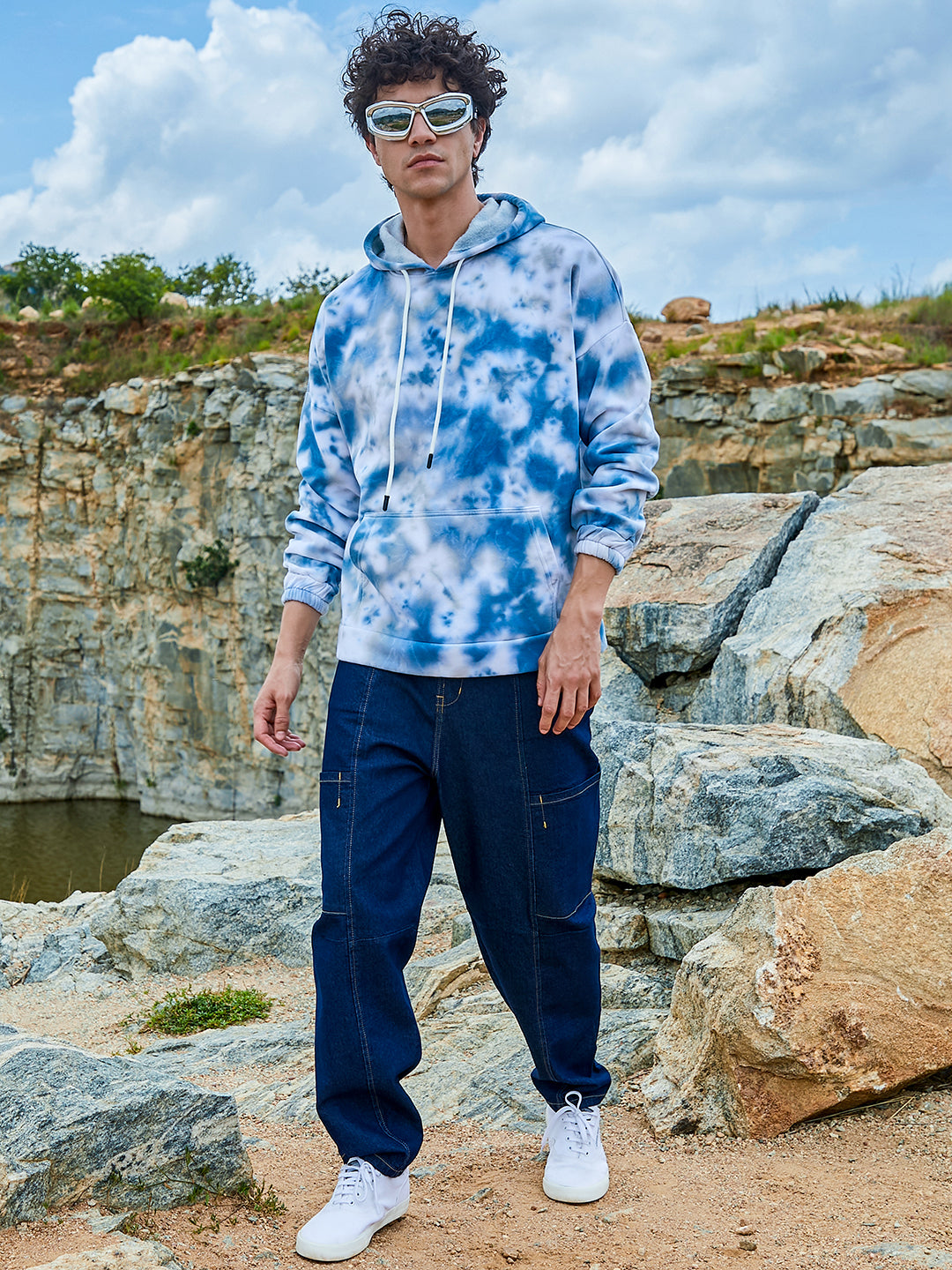 Tie-Dye Oversized Hoodie With Kangaroo Pocket