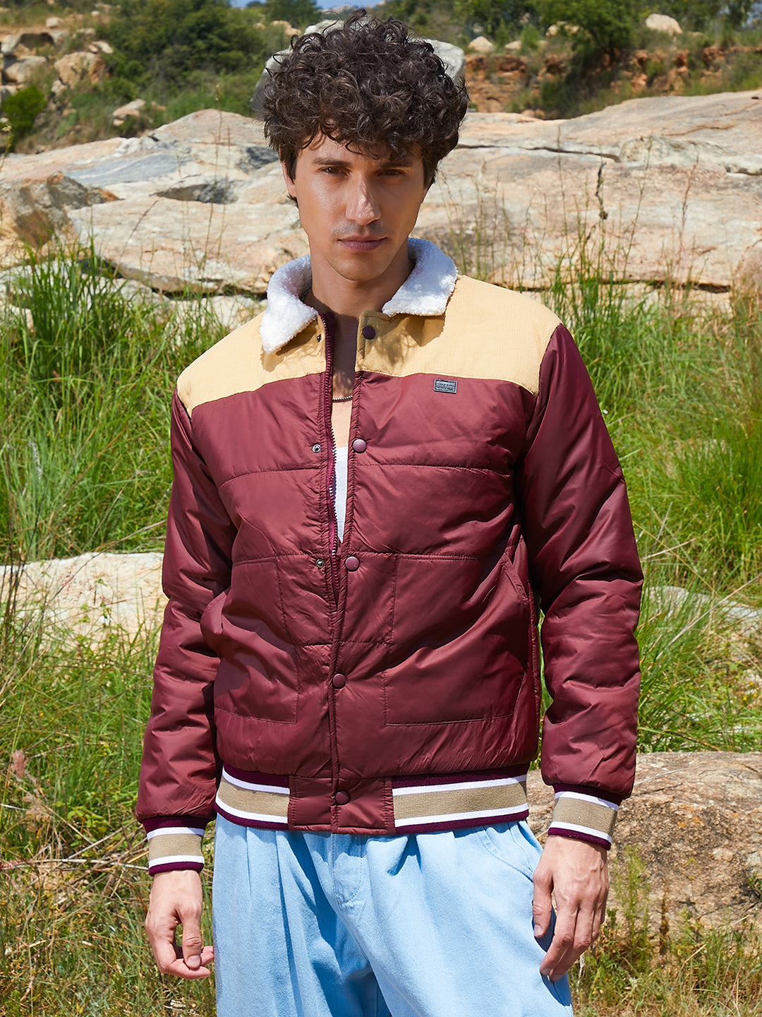 Puffer Jacket With Fleece Detail