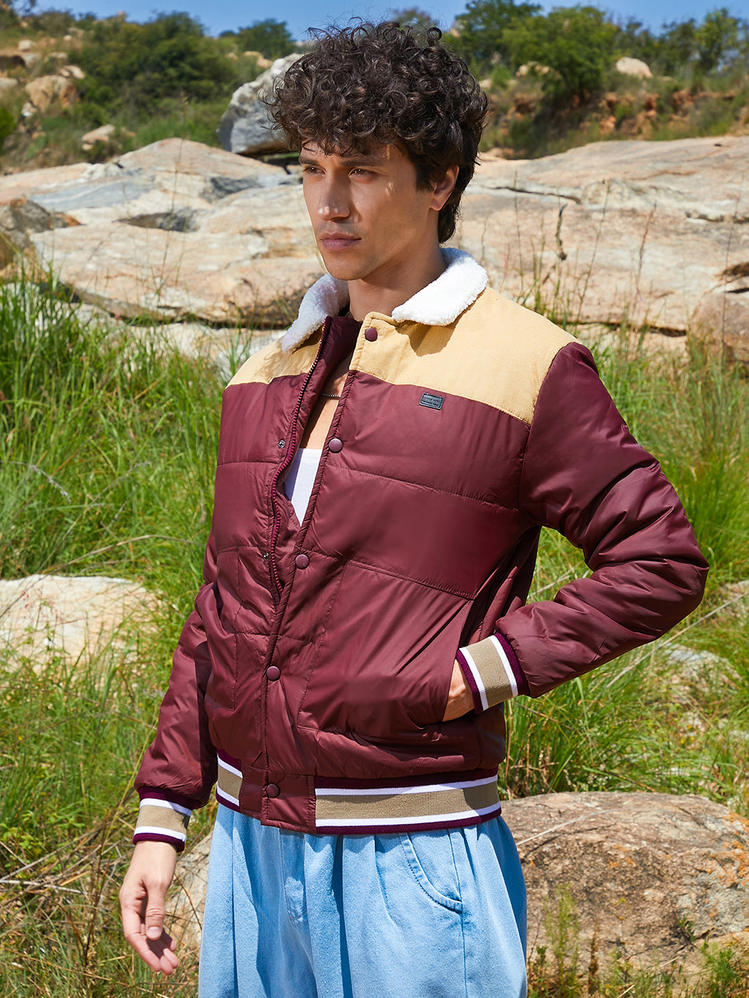 Puffer Jacket With Fleece Detail