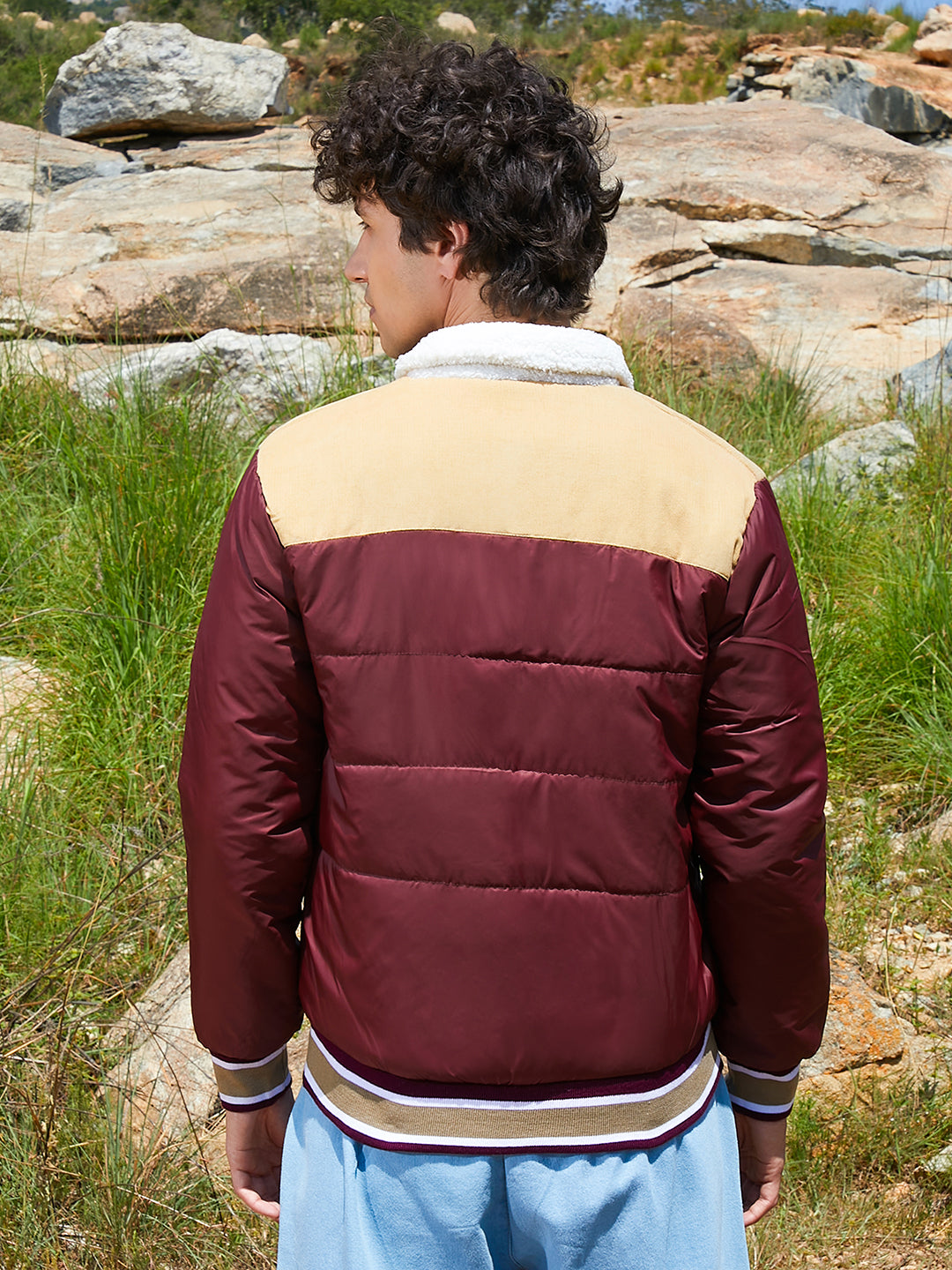 Puffer Jacket With Fleece Detail