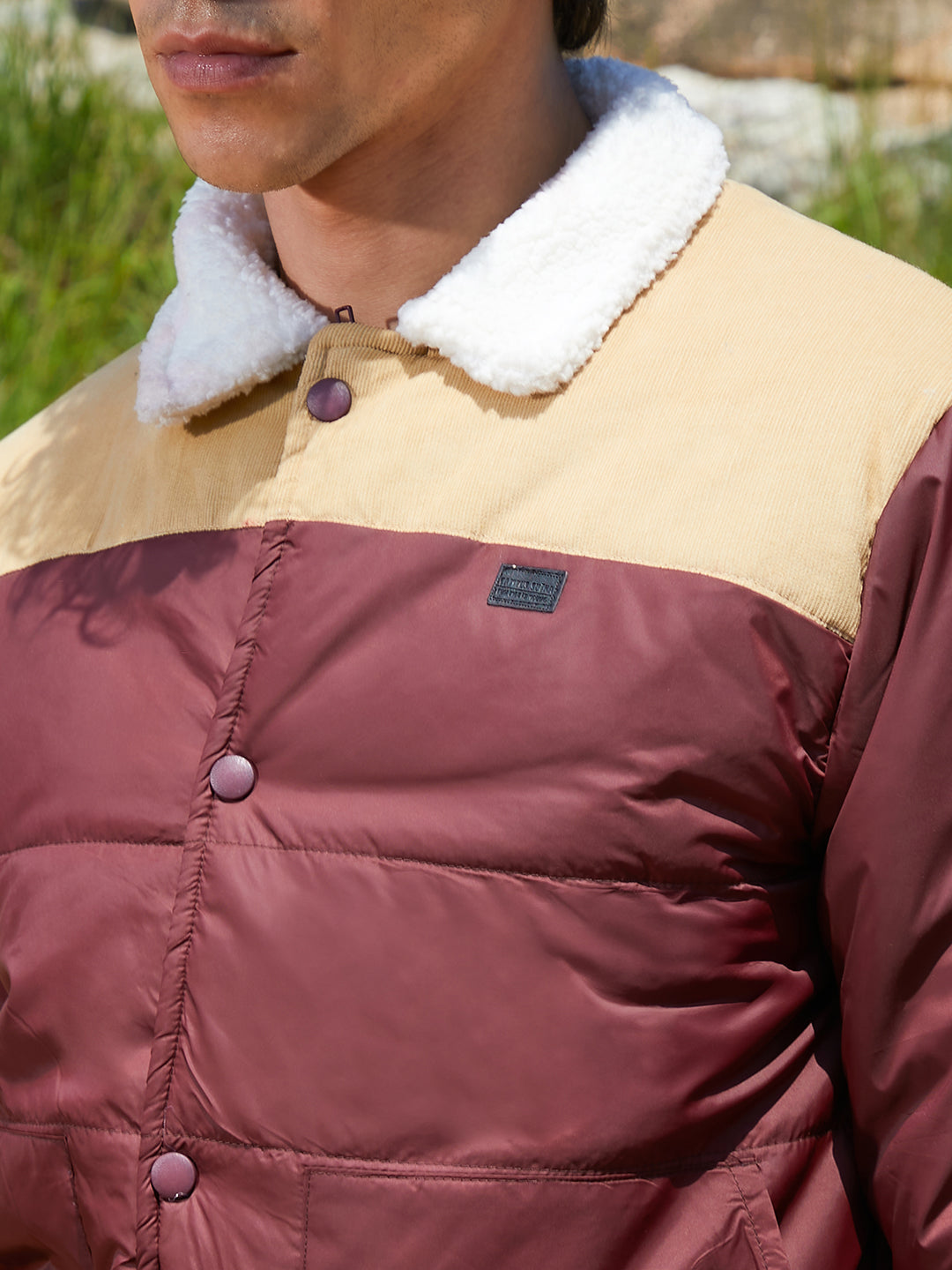 Puffer Jacket With Fleece Detail