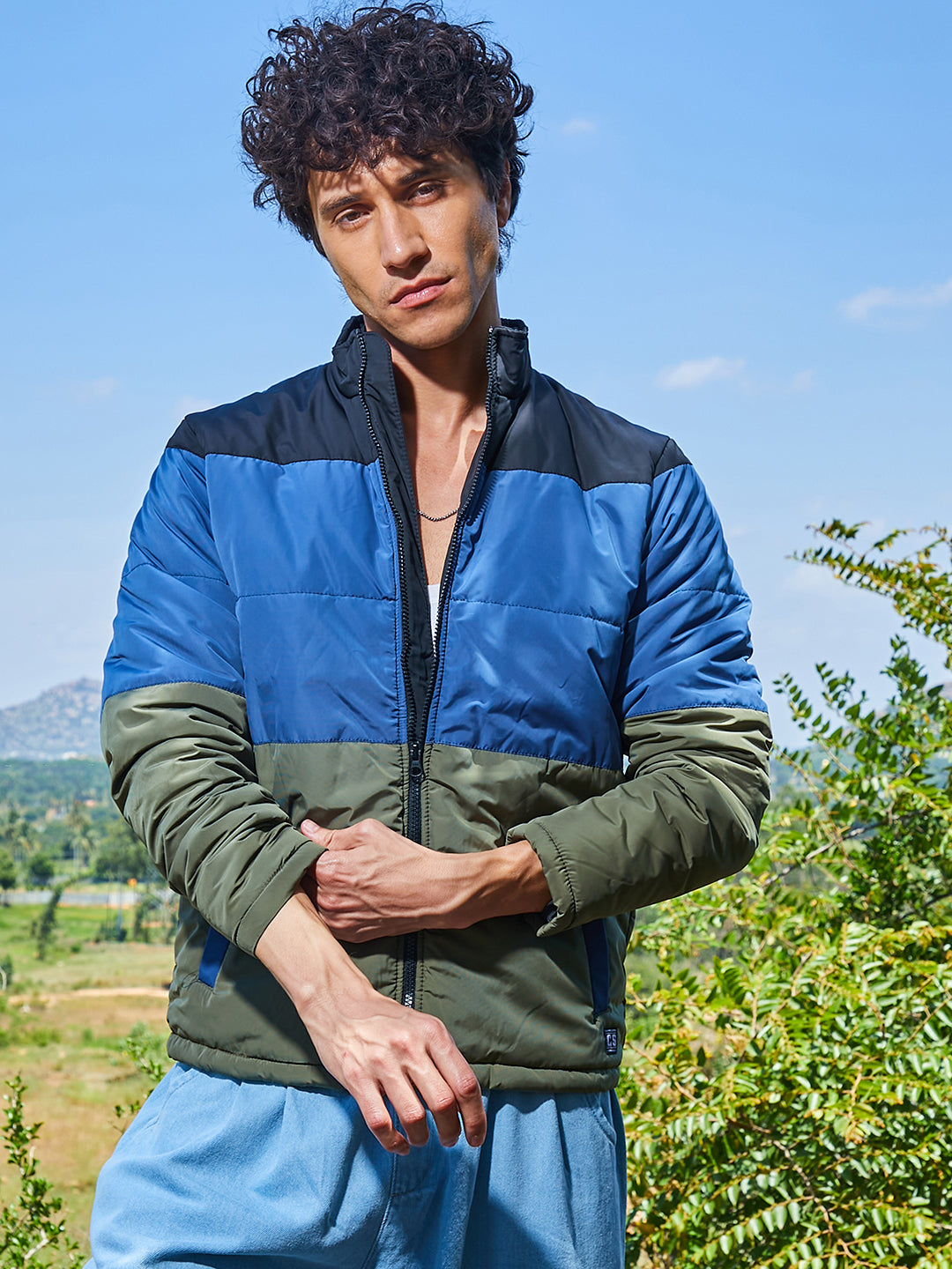 Contrast Panel Puffer Jacket