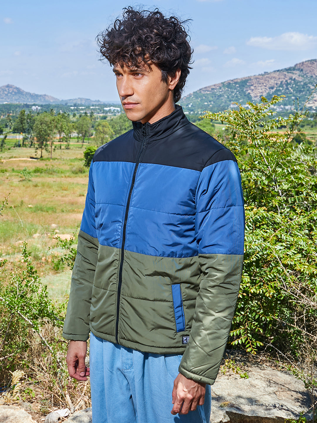 Contrast Panel Puffer Jacket