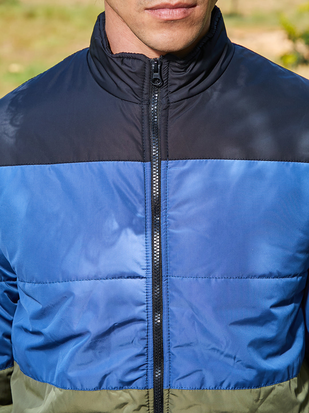 Contrast Panel Puffer Jacket