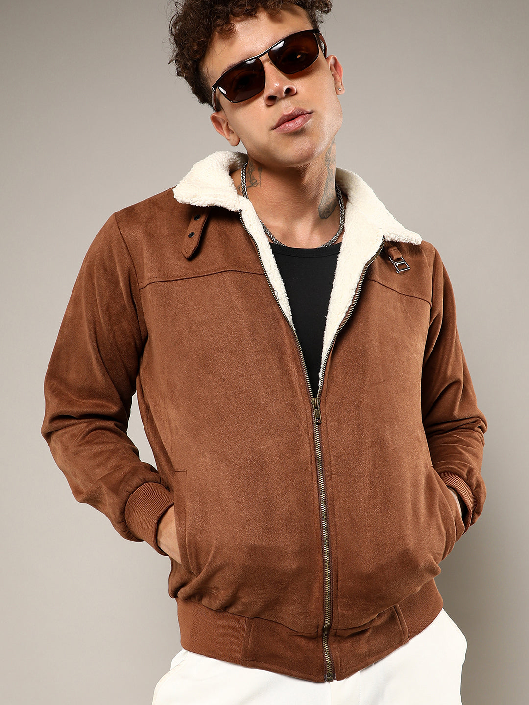 Zip-Front Jacket With Fleece Detail