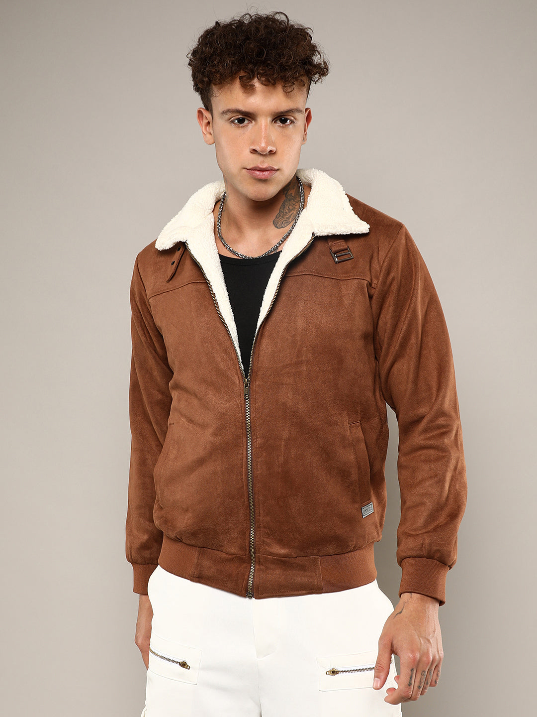 Zip-Front Jacket With Fleece Detail