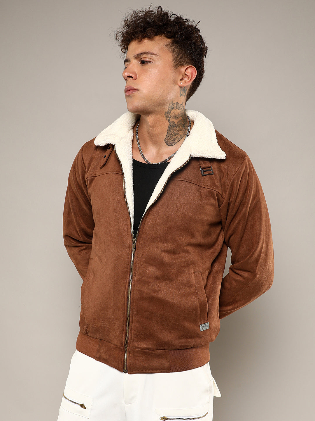 Zip-Front Jacket With Fleece Detail