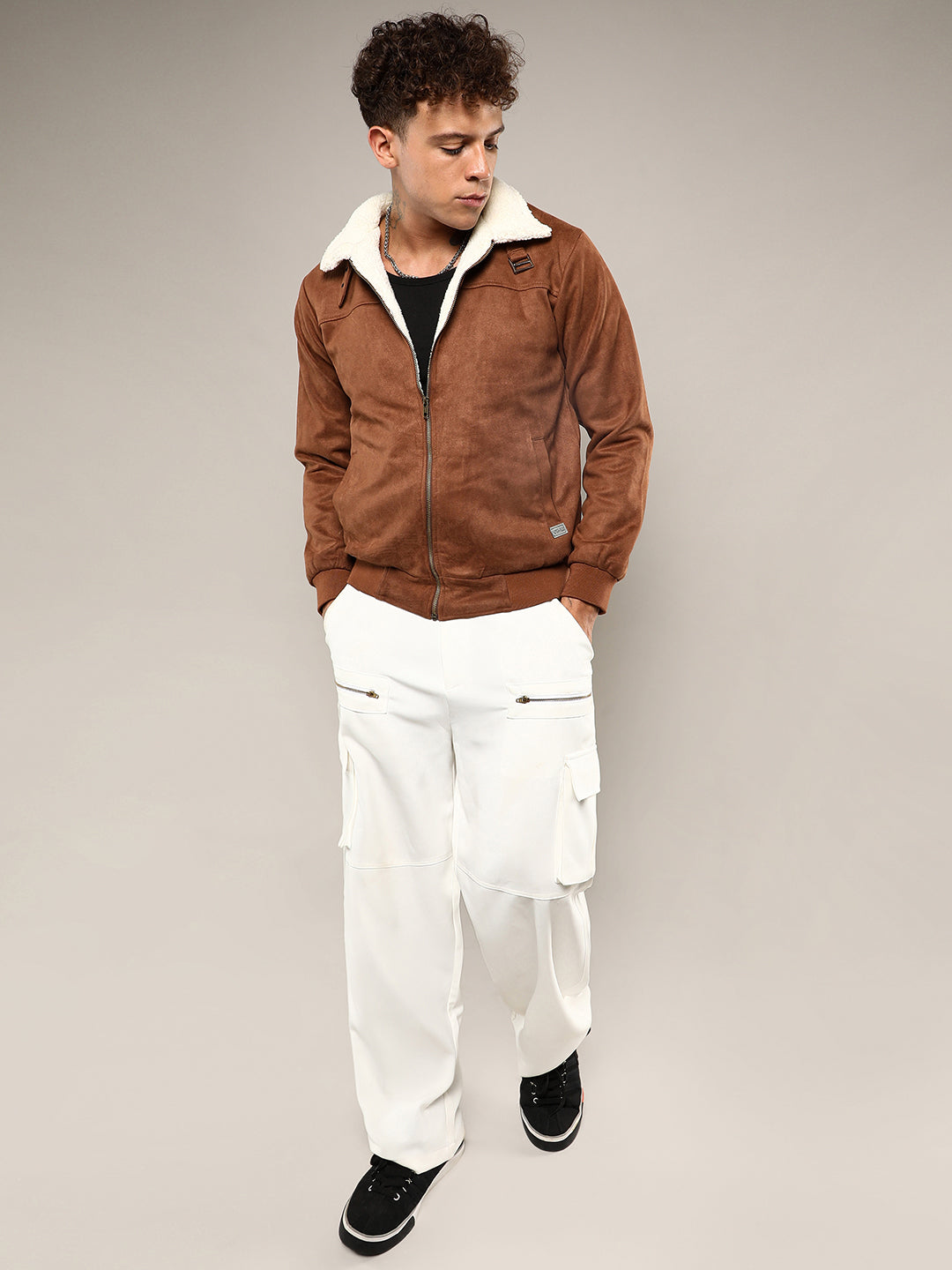 Zip-Front Jacket With Fleece Detail