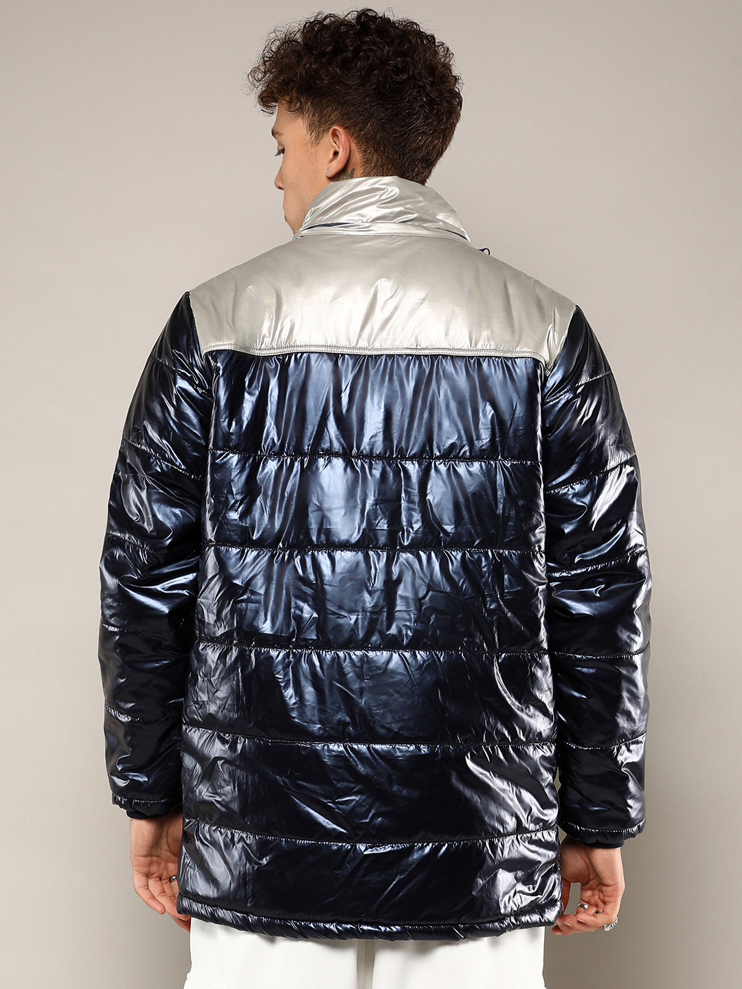 Zip-Front Puffer Jacket With Fur Detail