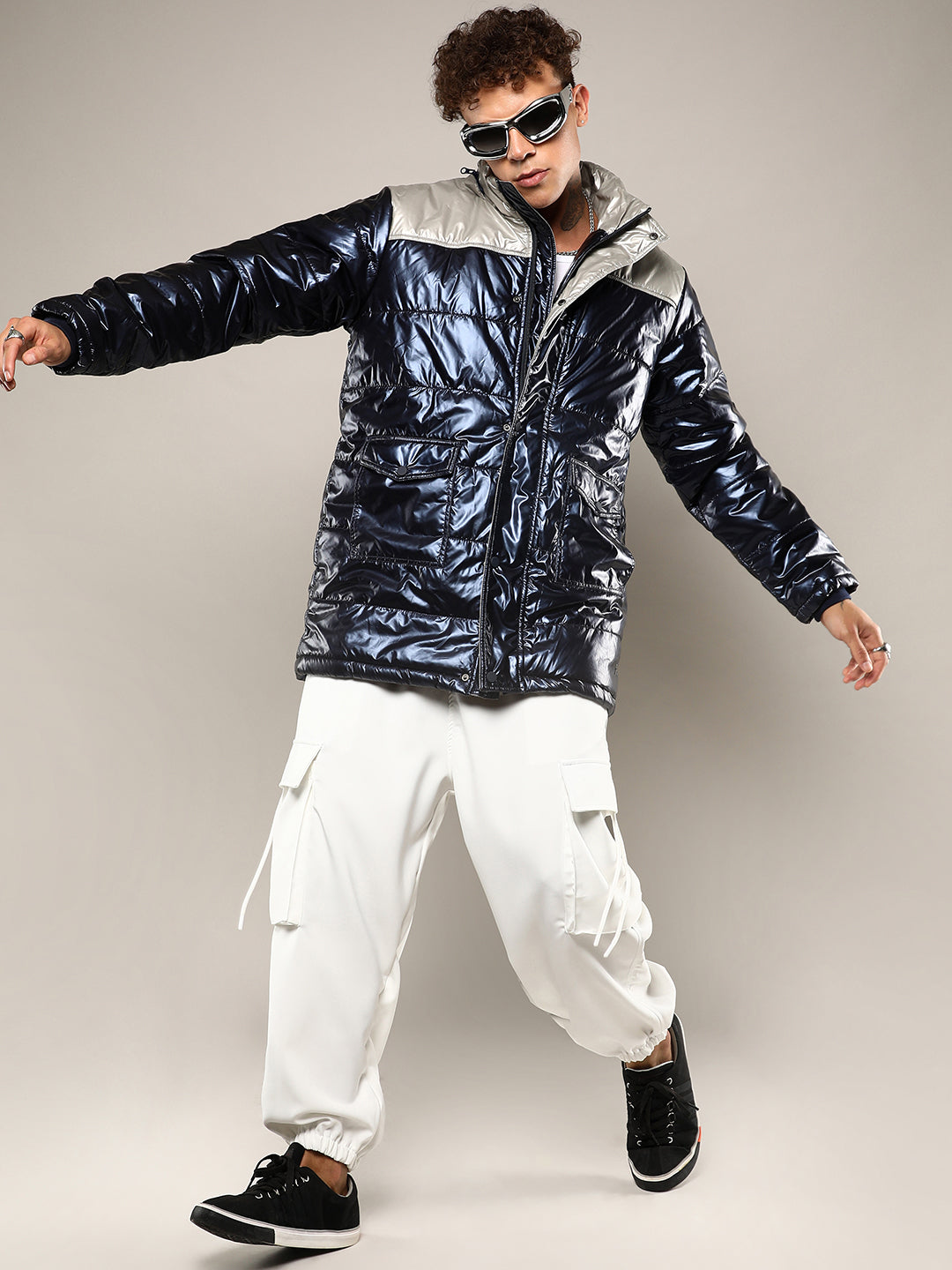 Zip-Front Puffer Jacket With Fur Detail