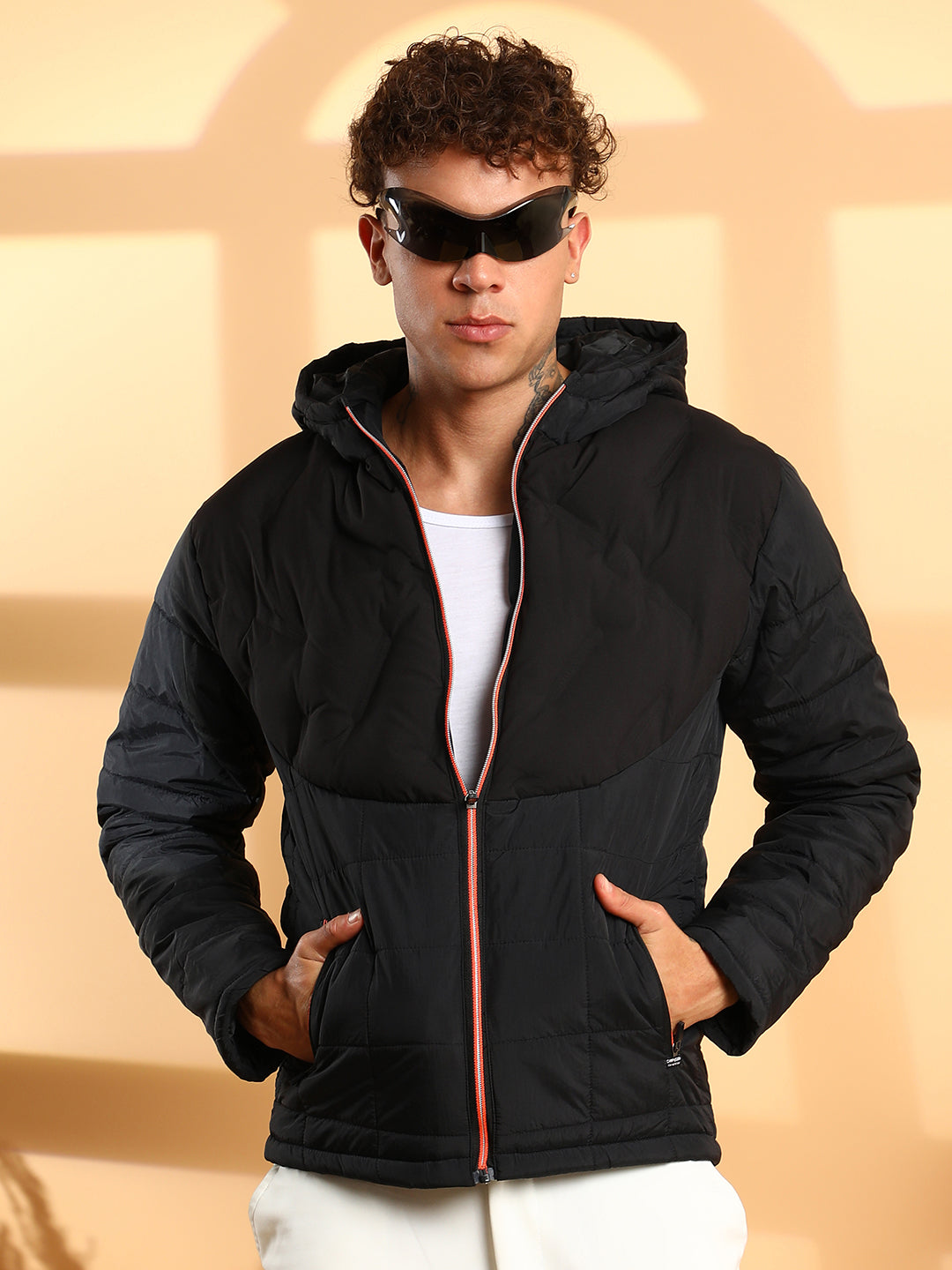 Puffer Jacket With Contrast Zipper