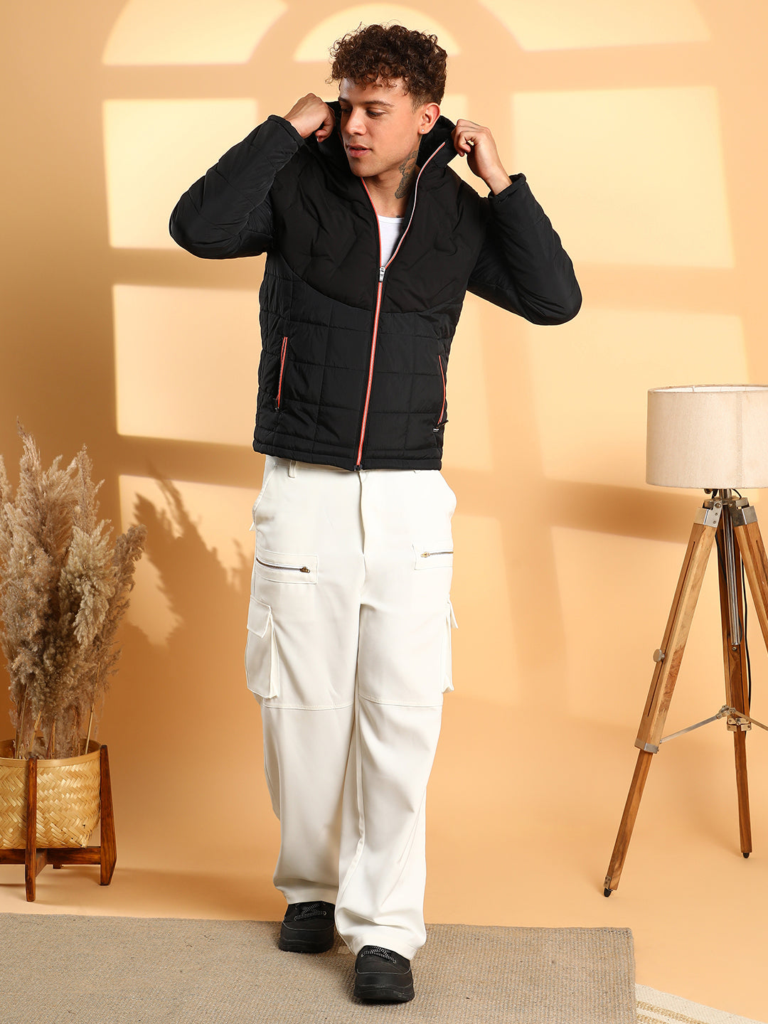 Puffer Jacket With Contrast Zipper