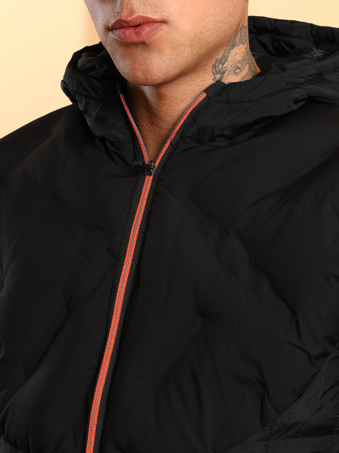 Puffer Jacket With Contrast Zipper