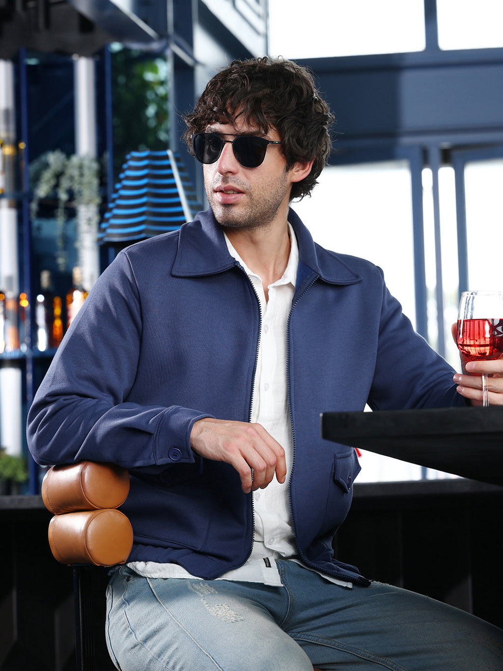 Zip-Front Knit Jacket