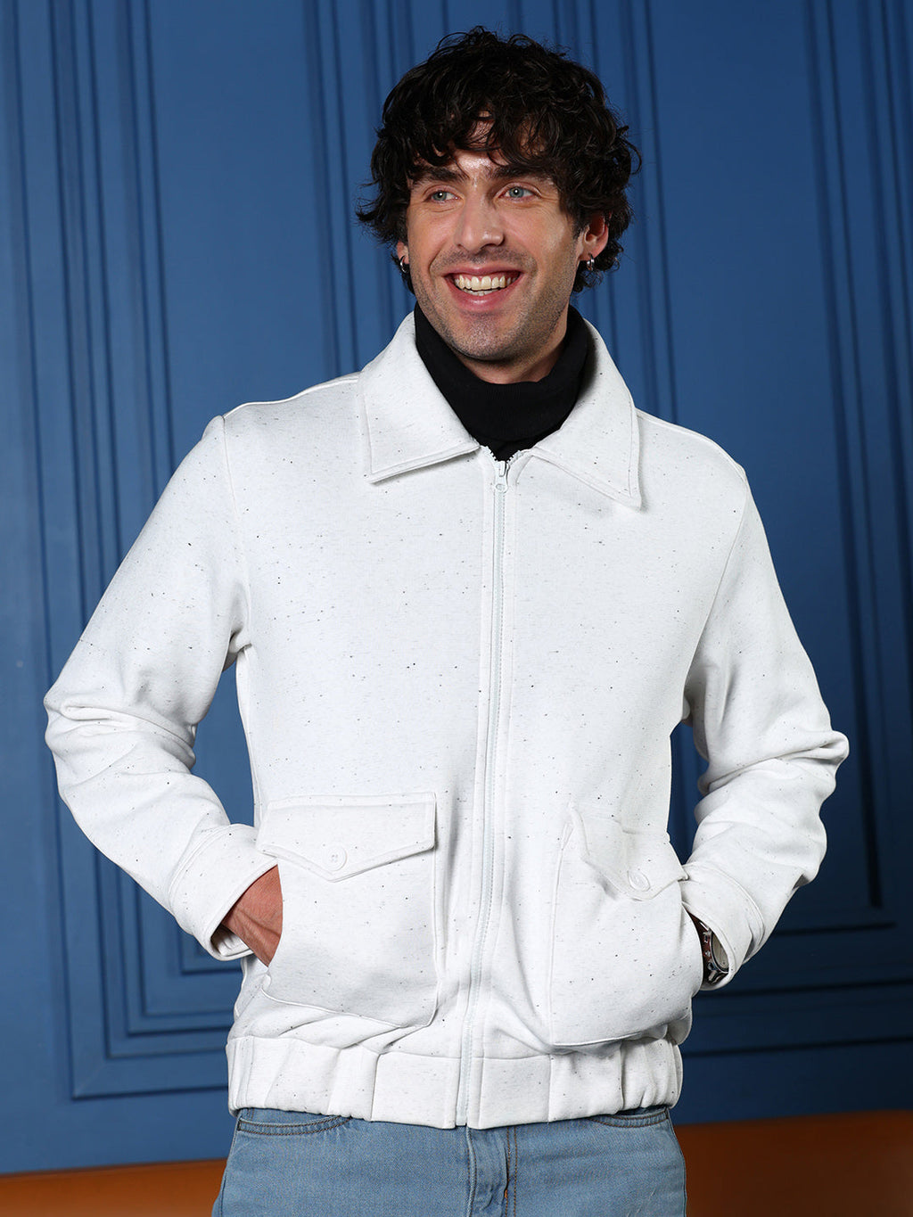 Zip-Front Knit Jacket