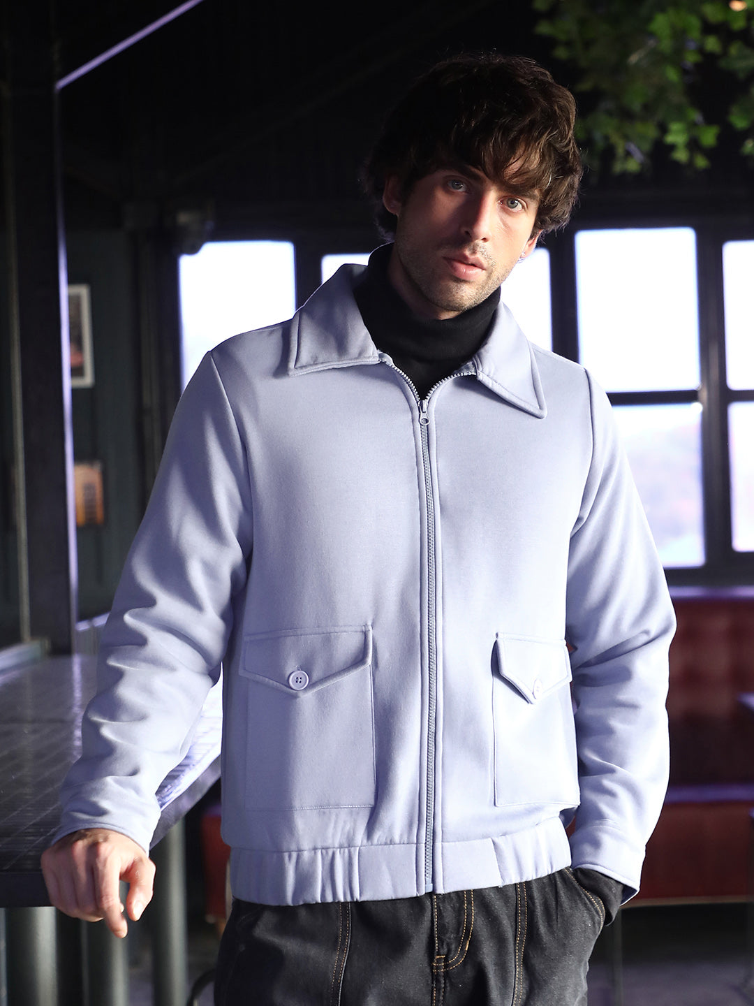 Zip-Front Knit Jacket