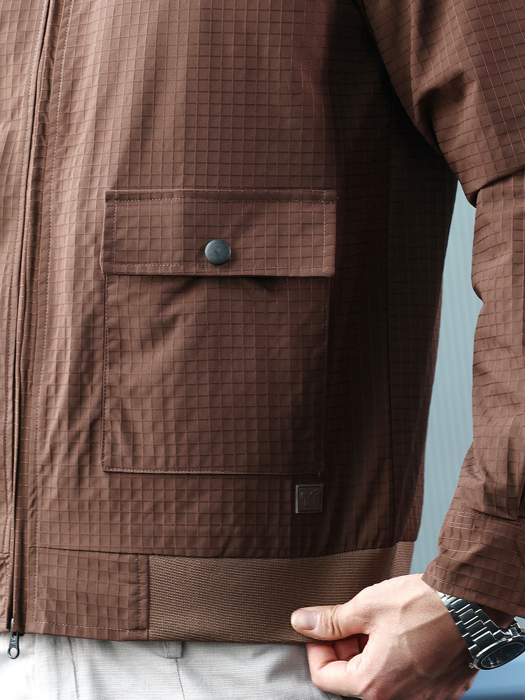 Zip-Front Waffle Bomber Jacket